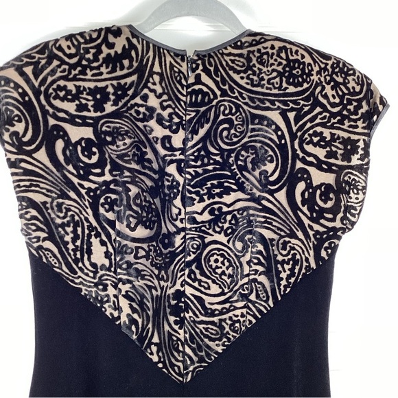 Vintage Velvet And Lace Black Midi Aline Dress Size Medium - Picture 8 of 11